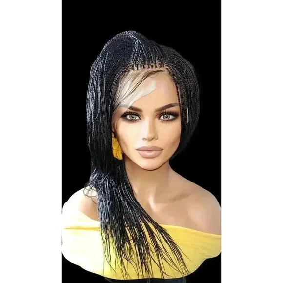 Unbranded Other - Full Lace Hand-Braided wig color # 1 Jet Black micro million braids- long wig